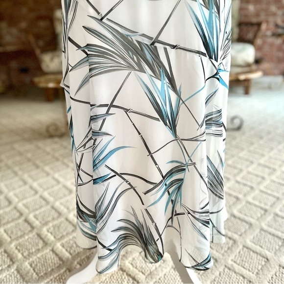 WHBM Dress Maxi White Bamboo Print Hi Low Blouson 4P Cocktail Party Chic Trendy - Picture 13 of 17